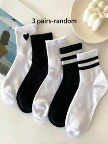 5 đôi tất ngắn nữ màu đen trắng phối hợp, thích hợp cho mùa xuân, hè, thu, kiểu tất thể thao thời thượng dành cho học sinh. - Nhiều màu - Xem 9