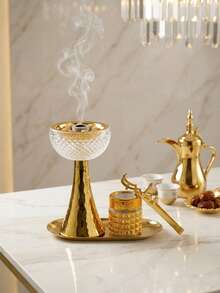 Elegant Fashion Incense Burner, Minimalist Hammered Metal Design, Luxury Bakul Incense Burner, Metal With Crystal. Silver/Gold/Black Incense Holder, Suitable For Home Decor, Smokeless Incense Rack, Perfect For Living Room, Bedroom, Yoga Room, Meditation Space, Gift - Crystal Luxury - View 12