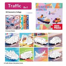 Puzzle à autocollants géométriques de dinosaure pour enfants de 3 ans et plus, kit d'artisanat de collage 3D DIY, jouet éducatif Montessori pour l'apprentissage précoce, avec 8 cartes thématiques et autocollants colorés, set d'activité interactive pour tout-petits, garçons et filles, idée de cadeau d'anniversaire, cadeaux de fête, cultivant la concentration des enfants, cadeaux - Multicolore - Voir 3