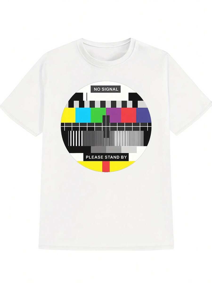 Colección de camisetas negras de verano para hombre de manga corta con estampado gráfico divertido de moda vintage, esencial Y2K, temática de anime, terror inapropiado, humor , banda, regalo para hombreTee - Blanco - Ver 1