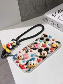 Disney Mickey Mouse Clubhouse Phone Case : 3D Fluffy Pattern Border Protector Phone Soft Phone Case With A Free Cute Mickey Bracelet Chain Lanyard, Mickey, Minnie, Goofy, Donald Duck, Daisy Duck, Pluto, For Apple 17 Promax 17 Pro 16 15 14 13 12 11 Pro Max XS Max X XR Soft Cover Summer Phone Case - trắng - Xem 7
