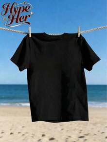 [Entrega Local]Playera Para Mujer [Entrega Local]Playera Para Mujer HypeSu Más Vendida 2026, Camiseta de Algodón de Manga Corta con Cuello Redondo y Estampado de Kiss My Bass Fish para Mujer, para Ropa Urbana o de Oficina, Top Moderno para el Día a Día, Conjuntos de Verano para Mujer - Negro - Ver 4