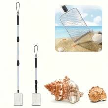 1pc/2pcs Stainless Steel Retractable Long Handle Multipurpose Beach Sifter Shovel, Shark Tooth Design, Suitable For Beach Treasure Hunting, Shell Collection, And Home Litter Box Cleaning, Outdoor Tool, Multifunctional Sifter Shovel - Stainless Steel Beach Sieve - View 4