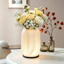 3D Printed LED Decorative Vase Lamp, USB Powered/3 Color Temperatures Dimmable, Suitable For Room, Office Desk, Living Room, Exhibition Hall, Multi-Scenario Lighting Decoration + Flower Arrangement, Plant Decor/Gift - Simple Style a - View 1