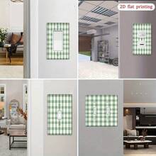1 tấm ốp ổ cắm điện in 2D họa tiết kẻ caro xanh lá cây, bền chắc, dùng được cả trong nhà và nơi công cộng, dễ lắp đặt, thiết kế phẳng 2D. - A - Xem 2
