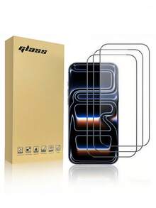 3Pcs,Compatible With IPhone 17 Pro Max [6.7 Inch] 9D Drop Protection,Cell Phones & Accessories/Phone Screen Protectors,High-Definition Anti-Oil Stain,Holiday/Daily/Glamorous/Funky,Tempered Glass Sensor Protection - Black Border Transparent - View 8