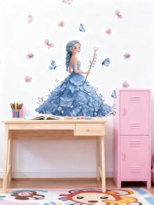 Calcomanías de Princesa de Cuento de Hadas en Tonos Pastel, Pegatinas de Mariposa Floral, Unicornio y Castillo, Accesorios de Decoración de Habitación para Paredes de Dormitorio de Niñas Pequeñas y Adolescentes - Multicolor - View 7