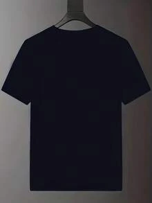 Camisetas casuales de manga corta para hombre en talla pequeña - Negro - Ver 2