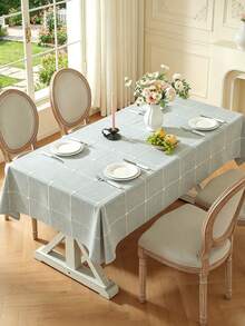 1pc Gray Plaid Tablecloth, Nordic Light-Colored Dining Table Cover, Dirt-Resistant, Durable, Easy To Clean, Suitable For Daily Home, Picnic, Hotel, Celebration, All Seasons - Light Grey - View 10