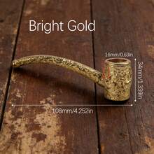 Handmade Brass Pipe, Vintage Engraved Horse Pattern, Pure Copper Material Smoking Pipe, Portable With Smooth Surface, Unique Smoking Accessory And Collectible Display Item, A Gift For Husband, Father, Or Grandfather - 黃銅 - 查看 6