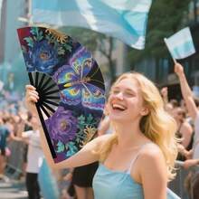 1 Piece. Elegant Butterfly Pattern Folding Fan, Portable, Handheld, Foldable, Suitable For Parties, Weddings, Rave Parties, Music Festivals, Dancing, Outdoors, Churches, Gifts, Performances – Lightweight Version. - Multicolor - View 8
