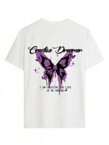 Camiseta de mujer estampada de manga corta para verano, tela de poliéster, estilo multifuncional, corte regular, peso 180 gramos, 1 unidad. - Blanco - Ver 2