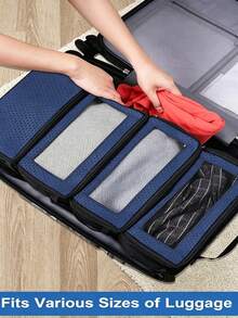 4 Seasons Large Capacity Foldable Luggage Organizer Bag - Multi-Layer Storage Bag Suitable For Clothes, Travel And Business Trips, Polyester Material, Zipper Closure, Hand Washable, Space-Saving Design For Easy Packing, Travel Suitcase, Storage Cube, Durable Handle Design,Dorm Room - Multicolor - View 3