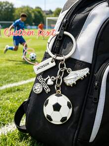 1pc Personalized Soccer Keychain,Custom Text,Keyring Football Keyring Keychains Sports Accessory With Key Ring Lucky Charm Gift Idea For Men And Women Football Fans,Custom Soccer Jewelry, Gift For Soccer Player - Multicolor - View 7