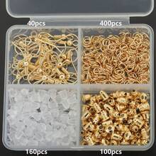 700件/盒 DIY耳环制作材料套装，包含鱼钩耳环配件、透明耳钉背扣、耳钉、开口圈，适用于珠宝制作、耳环钩、串珠材料、开口圈、子弹头耳钉背扣、吊坠连接器、闭合耳环圈及其他工艺材料 - 耳飾配件套裝(700pcs) - View 13