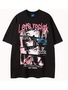 Camiseta con Estampado Gráfico, Manga Corta, Cuello Redondo, Estilo Casual para Verano y Primavera, Ropa de Mujer Y2k - Blanco - Ver 1