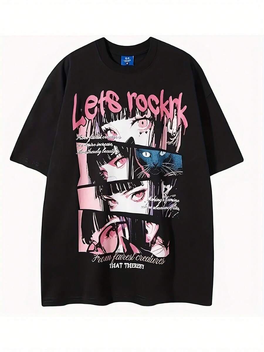 Camiseta con Estampado Gráfico, Manga Corta, Cuello Redondo, Estilo Casual para Verano y Primavera, Ropa de Mujer Y2k - Blanco - Ver 1