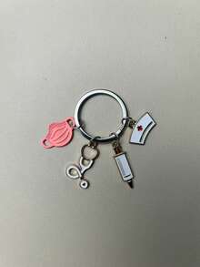 1pc Elegant Nurse/Doctor Mask Keychain, Medical Rescue Worker Keychain, Nurse's Day Gift Keychain, Fashionable Bag Decoration, Suitable For Nurse's Day Gift, Back To School Gift, Gift For Friends - Multicolor - View 8