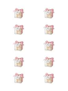 10pcs Candle Set With Cream White Ribbon And Gold Thank You Card, Perfect For All-Season Home Decor. Romantic, Exquisite And Elegant, Great Gift For Family And Friends. - 10sets-pink - View 7