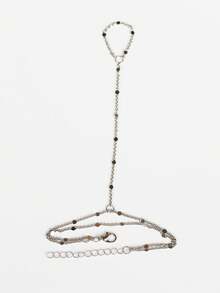 Elegant Women's One-Piece Finger Chain Bracelet, Daily Accessory - Silver - View 2