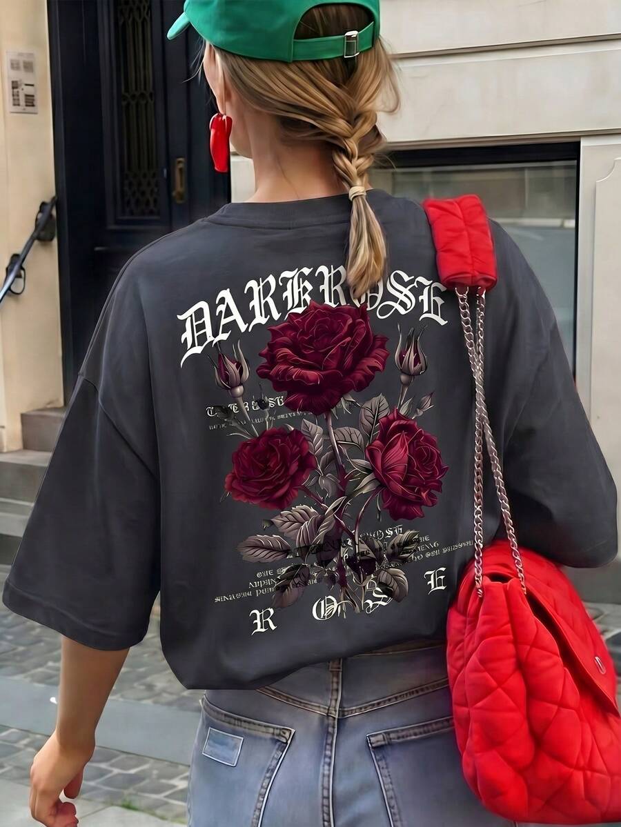 Camiseta de mujer estampada de manga corta para verano, tela de poliéster, estilo multifuncional, corte regular, peso 180 gramos, 1 unidad.