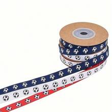 1pc 1cm Wide, 914cm Long Football Printed Thick Ribbon, For Gift Wrapping, Making Hair Accessories And Bows For Women - Football - View 6