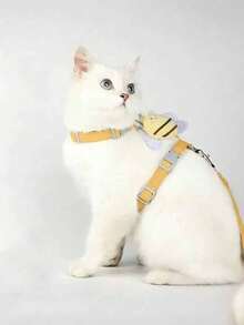 小蜜蜂猫牵引绳 防脱落户外猫牵引绳 H型网红款 可调节胸背猫牵引绳 - 彩色 - 查看 3