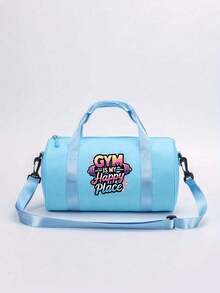 1pc Dumbbell Print "Gym Is My Therapy" Crossbody Bag - Adjustable Strap With Top Handle, Durable Fabric Mini Tote Bag Suitable For Fitness, Dance, Commuting And Outdoor Sports (Multiple Colors Available), Small Gym Bag, Casual Streetwear Style, Minimalist Design Handbag - Multicolor - View 14