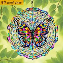 1 buah Lonceng Angin Kupu-kupu Gaya Kaca Lukis 3D dengan Kait Berputar 360° - Kincir Angin Besi Mosaik Warna-warni 10 Inci, Cocok untuk Dekorasi Dalam/Luar Ruangan, Taman, Pernikahan, Natal, dan Paskah - Tidak Membutuhkan Baterai/Listrik, Dekorasi Gantung DIY dengan Suara Merdu (Liontin Tidak Termasuk), Gaya Acak - A - View 2