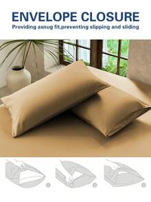 4pcs Bed Sheet Set, Super Soft Microfiber Home Bedding Set, Breathable Bedroom Sheet Set With Deep Pocket Up To 12 Inches, Minimalist Solid Color Comfortable Lightweight 4-Piece Set, Breathable And Snug Fit, Luxury Hotel Bedding - Camel - View 5