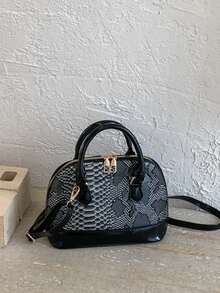 Bolso de mano de mujer, bolso de mano con diseño acolchado de concha - Negro - Ver 9