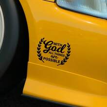 1pc Car Personalized Stickers, With God All Things Are Possible, Rear Windshield Decoration Stickers, Personalized Graffiti Stickers, Warm And Inspirational Stickers, - A - View 3