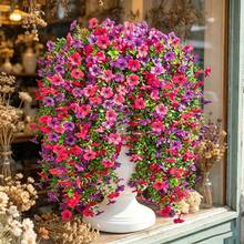 4 Stücke lebendiger künstlicher Hängender Blumenstrauß, hergestellt aus verschiedenen Farben und dichten Eukalyptusblättern, Kunststoffkonstruktion geeignet für den Außenbereich, wartungsfreies Design, ideal für Inneneinrichtung, Hochzeiten, Feste und Feiertage. - 4 Stück – Rosa - Übersicht 1