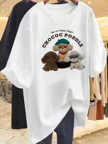 1 pieza de camiseta de manga corta 100% blanca pura para mujer, nueva, suave, dulce, holgada, informal, de media manga, con cuello redondo, 180g, 100% algodón. - Blanco - Ver 1