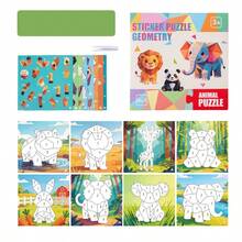 6 Sets Of Geometric Sticker Puzzle Games, Creative Collage Art Set, Interactive DIY Stickers, Helpful For Cognitive Development And Visual Thinking Training, Parent-Child Interaction, Boy Girl Children's Games, Ideal Holiday Birthday Gifts - Multicolor - View 8