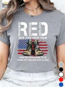 On Friday We Wear Red Shirts: US Veterans Shirts In Memory Of All Those Deployed, Regular Fit 100% American Flag Veterans Shirts, Military Sweatshirts With The American Flag, On Friday We Wear Red Shirts. - 灰色 - 查看 7