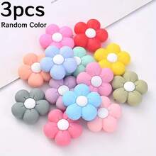 2/3/5/7Pcs Macaron Color Soft Rubber Flower Accessories DIY Handmade Hair Clip Hair Tie Materials Cream Glue Phone Case Decoration Accessories Colorful 3D Small Flower Ornaments Random Style Color - Multicolor - View 16