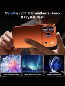 1 Set Camera Lens Protector For IPhone 17 Pro Max/17 Pro - [Military-Grade Drop Protection] [Strong Adhesive] Metal Aluminum Alloy Tempered Glass Camera Screen Protector, Orange Titanium Metal - Orange - View 6