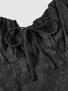 sfvsSHEIN MOD Vestido de mujer con cuello halter, fruncido y lazo, color azul marino, conjunto de ropa para fiestas, atuendo de Año Nuevo, vestido de baile de máscaras, conjunto de ropa de cumpleaños para mujer, vestido sexy azul marino, vestido con lazo, vestido de princesa para Año Nuevovfdw DIJD - Negro - Ver 3