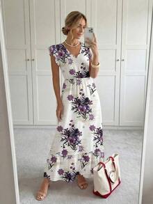 Vestido largo casual y retro para vacaciones, con cintura ceñida, para atuendo diario de primavera/verano, vestidos camiseros para mujer, casual - Multicolor - Ver 9