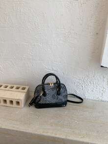 Bolso de mano de mujer, bolso de mano con diseño acolchado de concha - Negro - Ver 5