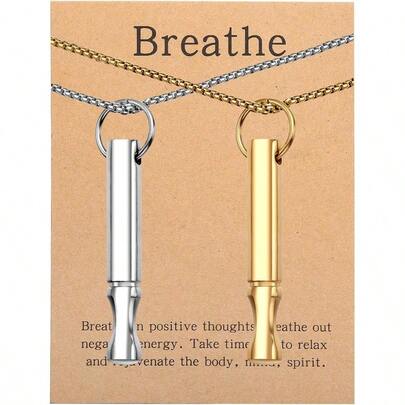 Mindfulness Breathing Necklace Stress Relief Pendant Stainless Steel Anxiety Breathe Necklace For Women Men