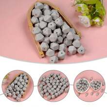 50pcs/set Creative Silicone Geometric DIY Bead For Women For DIY Jewelry Making - Multicolor - View 6