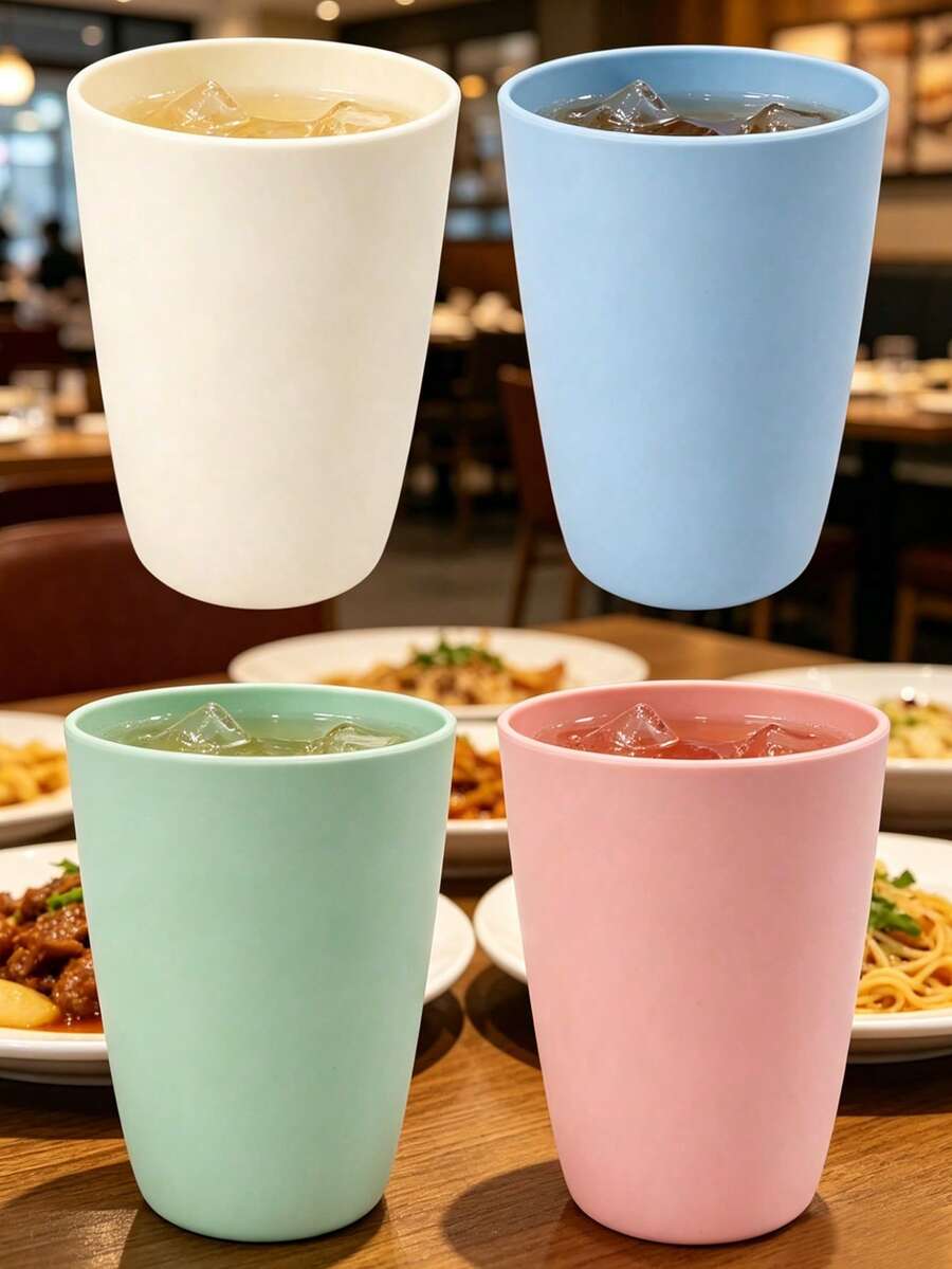 4pcs Reusable Plastic Cups, Unbreakable Drinking Glasses For Juice, Milk, Cold/Hot Beverages, Suitable For Home Kitchen, Party, Picnic, Camping, Stackable & Portable - Multicolor - View 1