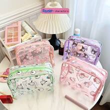 1 túi đựng mỹ phẩm trong suốt hình Hello Kitty & Kuromi của Sanrio, dung tích lớn, chất lượng cao, dễ thương và tiện dụng khi đi du lịch, quà tặng ngày Valentine. - Nhiều màu - Xem 2