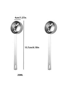 1/2pcs 304 Stainless Steel Measuring Spoon With Hanging Hole Long Handle Coffee Measuring Spoon, Protein Powder Gram Spoon, Kitchen Baking Seasoning Spoon - Silver - View 6