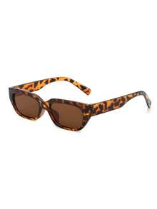 1 Pair Women's Small Frame Leopard Print Brown Fashion Sunglasses, Suitable For Outdoor Activities, Travel, Sports Style, Driving, Beach, Electronic Music Festival, Outfits, Vacation Vibes, Family Outings, Golf, Hiking, Elegant Look, Street, Fishing - Leopard Tea - View 2