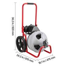 Drain Cleaner Machine 75 FT X 3/8 Inch, Sewer Snake Auger Manual Feed On Wheels, Portable Drain Cleaning Machine With 6 Cutters & Air-Activated Foot Switch For 2" To 4" Pipes - 查看 11