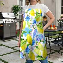 1pc, Home Decor, Vintage Lemon Art Pattern Printed Apron, Sleeveless, Neck Strap Design, Suitable For Cooking, Baking And Entertainment, Perfect For Home Dining, Parties, Outdoor BBQ Parties, Baking Apron|Bright Apron|Polyester Apron|Printed Apron - Multicolor - View 8