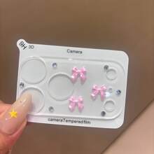 1Pc Girl Pink Bow Lens Suitable Compatible With Apple 17Promax/17pro Base Lens Protector, Perfect Gift - Pink Bow - View 3